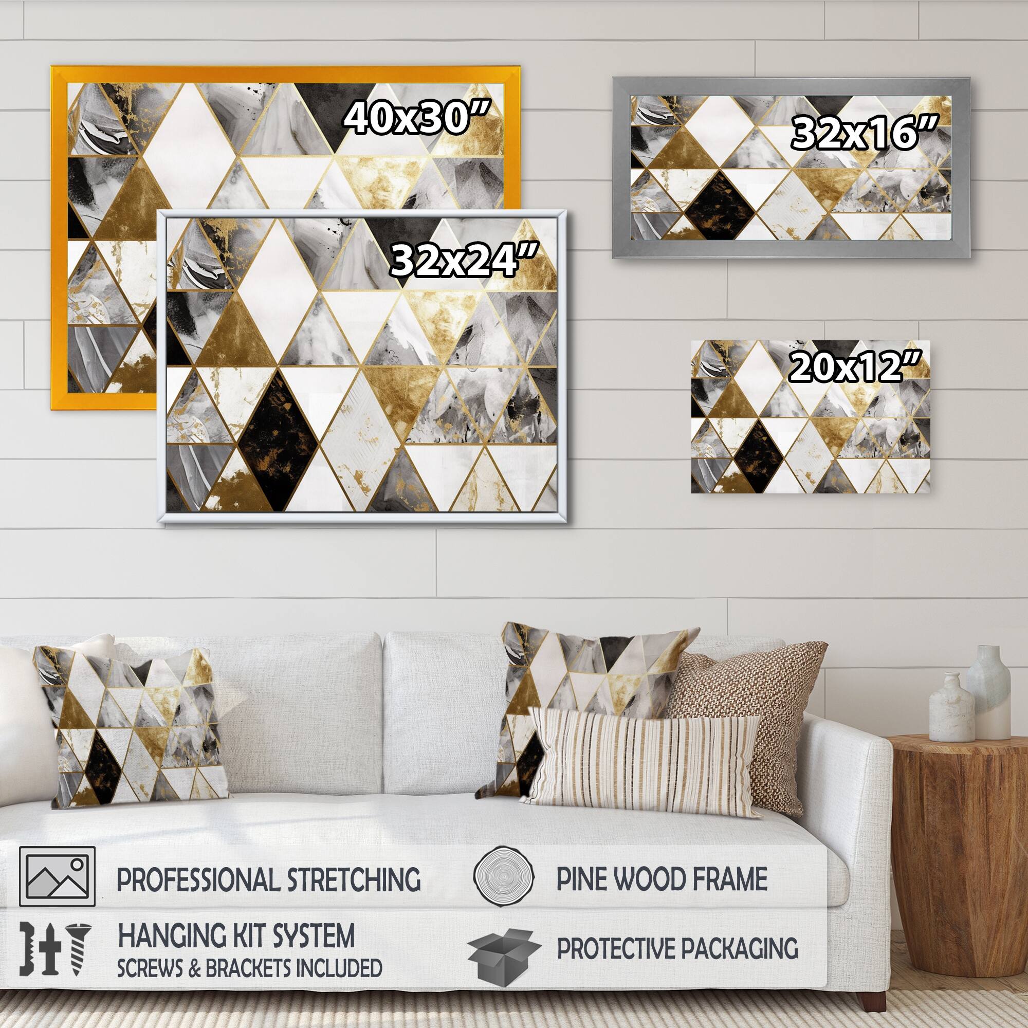 Designart "Exploring Golden Abstracted Symmetry Iv" Modern Geometric